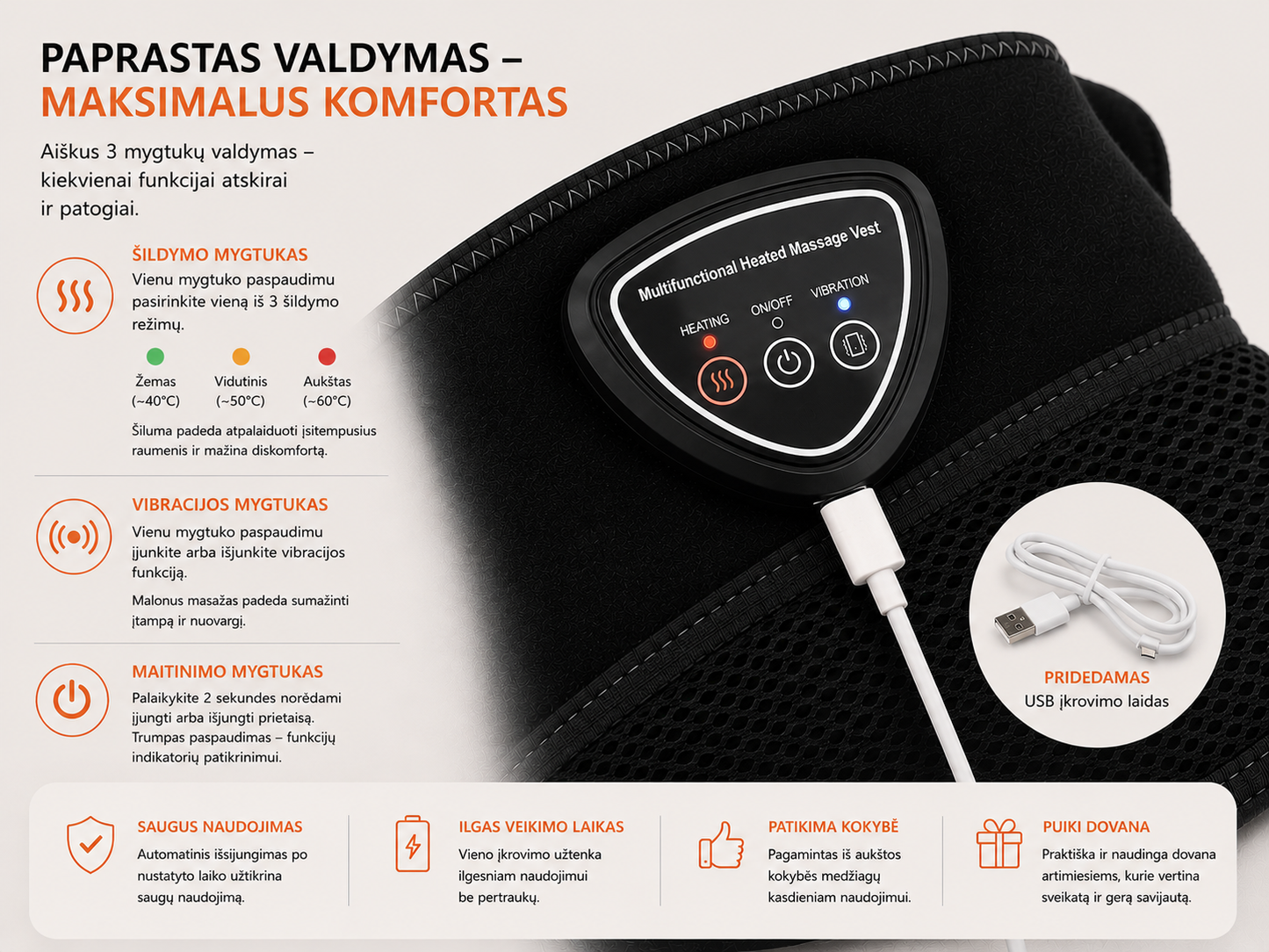 Universalus šildantis vibro diržas