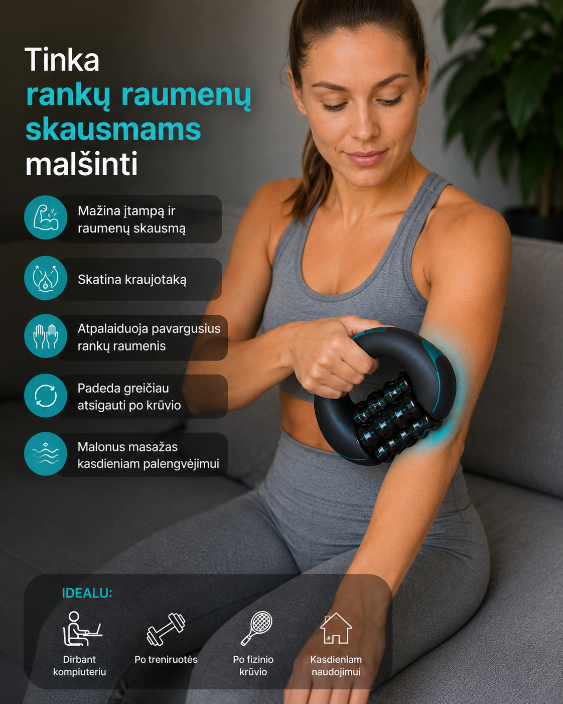360° elektrinis masažuoklis raumenims ir celiulitui
