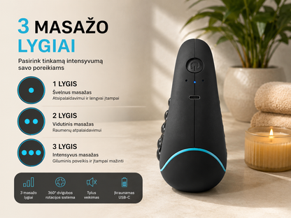 360° elektrinis masažuoklis raumenims ir celiulitui